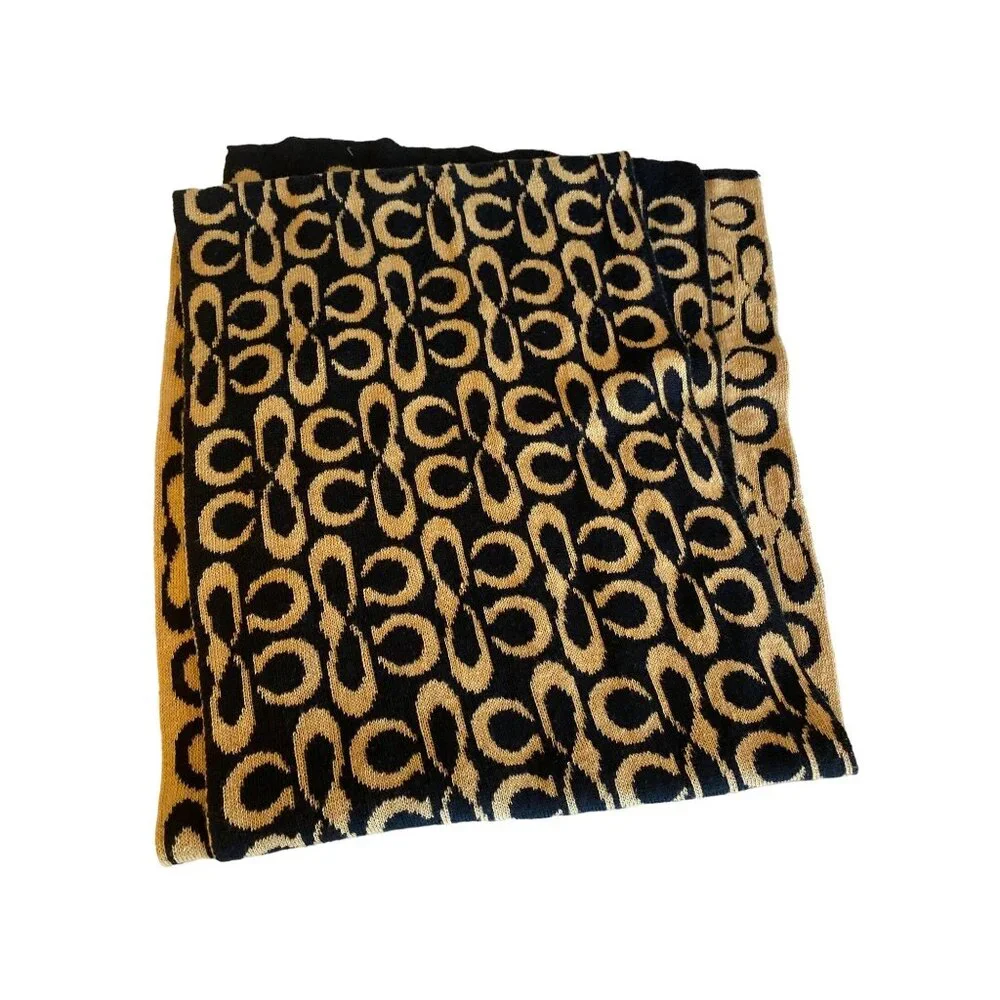 Black‎ & Tan C Logo Signature Horsebit Print Knit Scarf